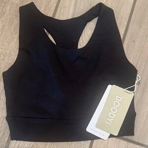 BOODY Black Seamless Racerback Crop Sports Bra